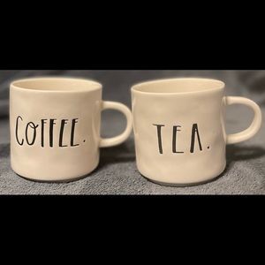 Rae Dunn Coffee and Tea Crinkle Mugs Set of 2.